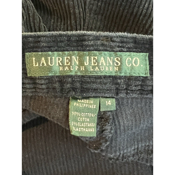 Lauren Jean Company Corduroy Pants Women 14 11" Rise Navy Casual Preppy School - Picture 2 of 9
